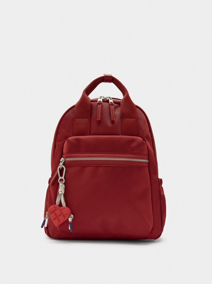 Mochila De Nylon Con Colgante De Corazón - rojo 