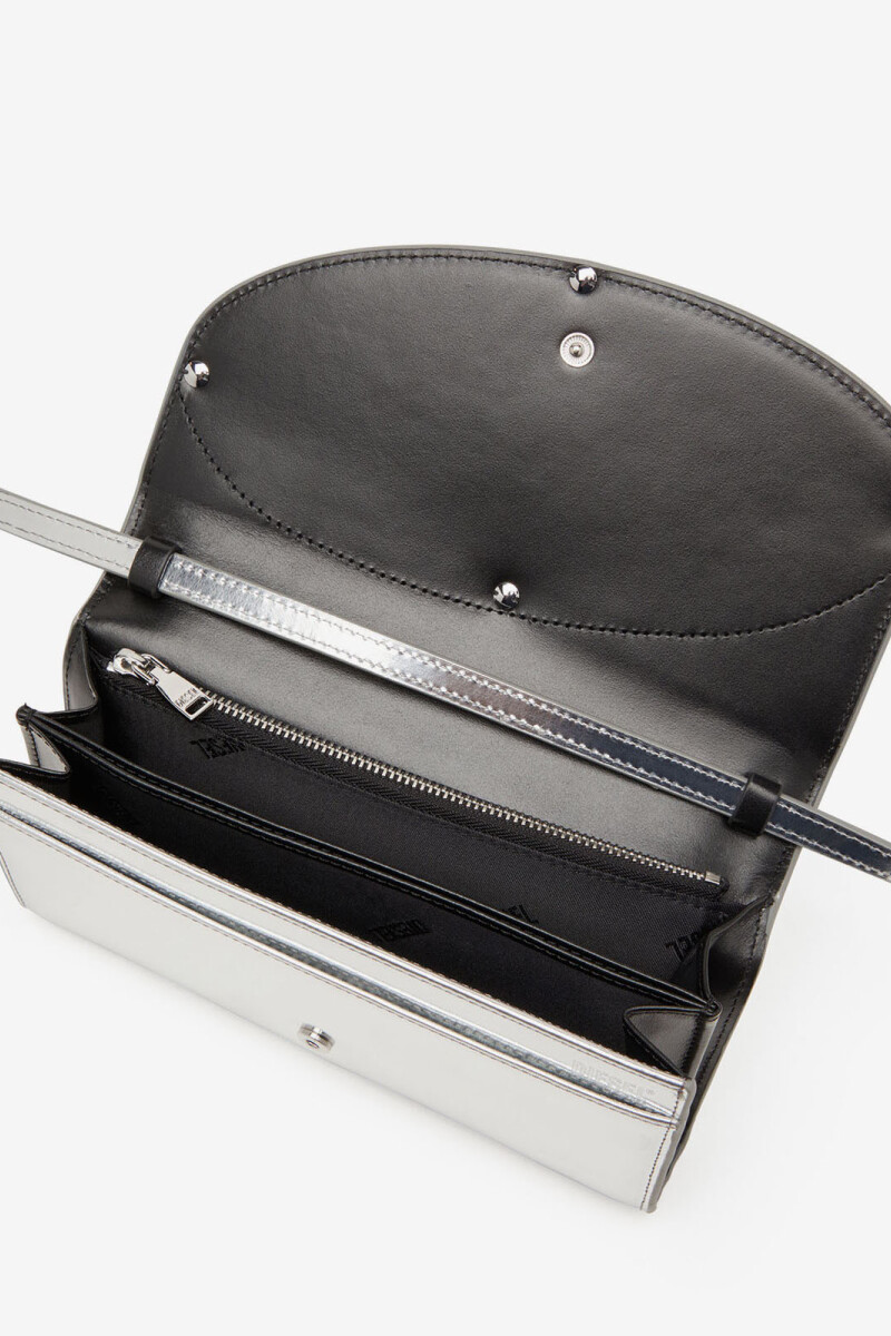 BILLETERA / MINIBOLSO 1DR CUER Plata