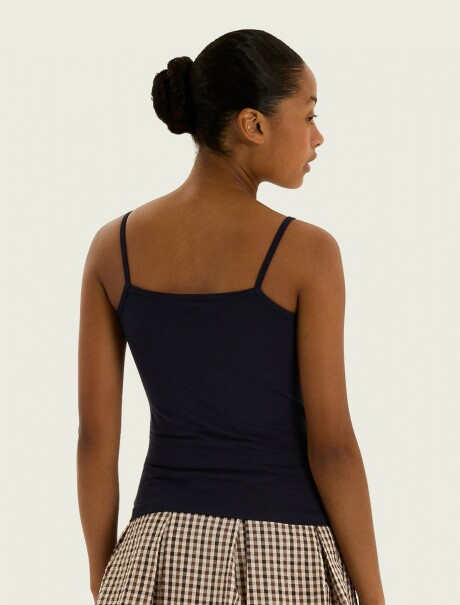 MUSCULOSA CON ESCOTE FRUNCIDO AZUL