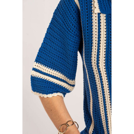 Camisa Rayada Crochet Azul