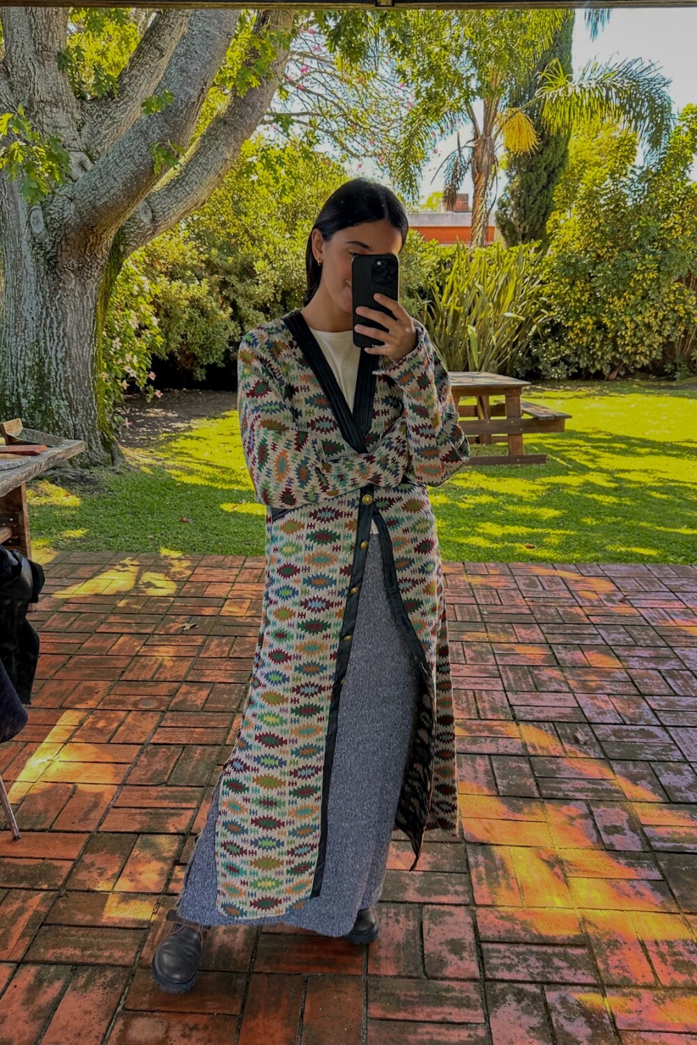 Coat Dress Estampado Base Negra