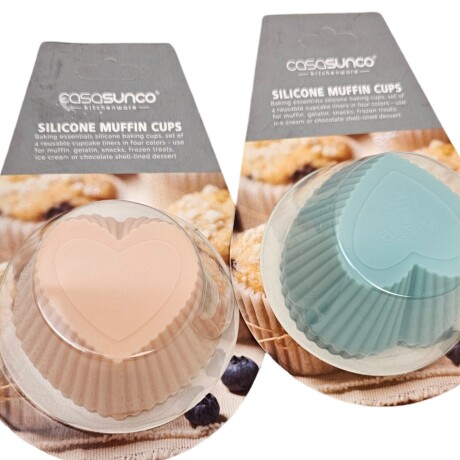 Set 4 Moldes en Silicona para Muffin Cupcakes Diseño Corazón Verde