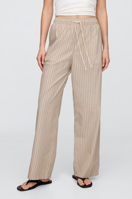 Pantalón Poplin Mujer Brown Stripe