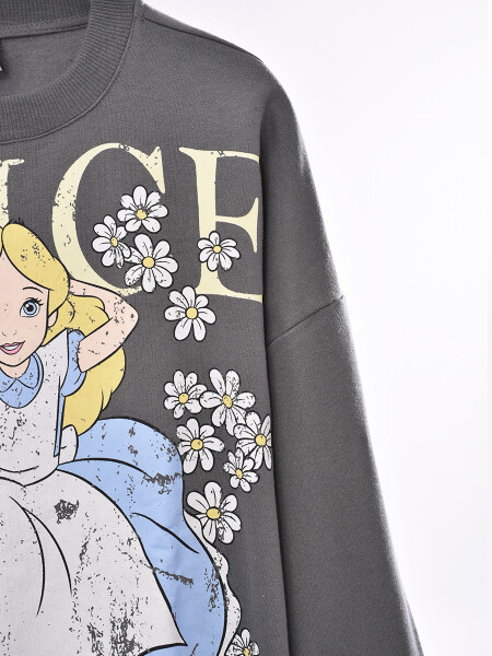 BUZO ALICE ON FLOWERS GRIS OSCURO
