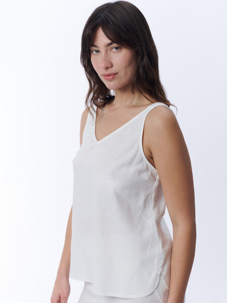 Top con lino Blanco