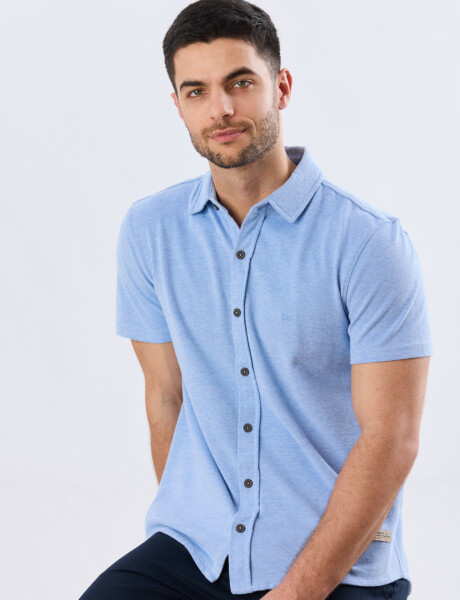 CAMISA PIQUÉ LISA Celeste