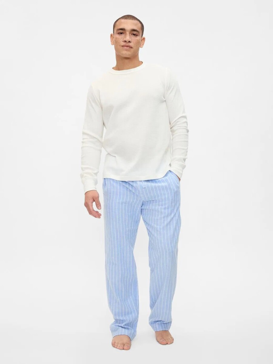 Pantalòn Pijama Franela Hombre - Shirting Blue Stripe 