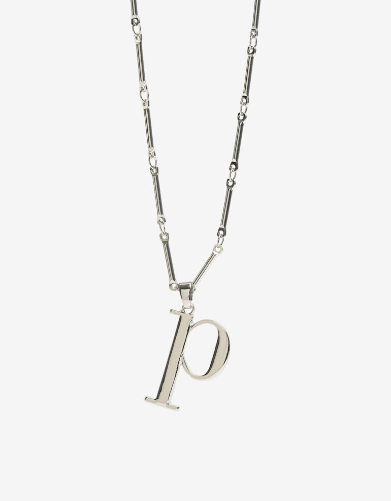 Collares Largos Metal Collar Largo Inicial P - Plateado Rodio