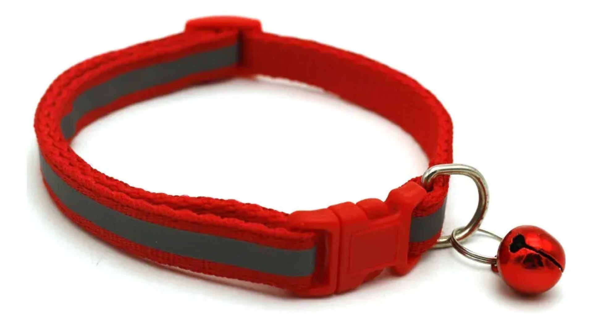 Collar Para Gato Ajustable Reflectivo Con Cascabel - ROJO 