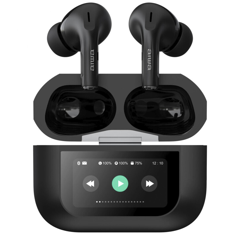 Auriculares Bluetooth con Estuche y Pantalla Aiwa AWTWSGPRO Black