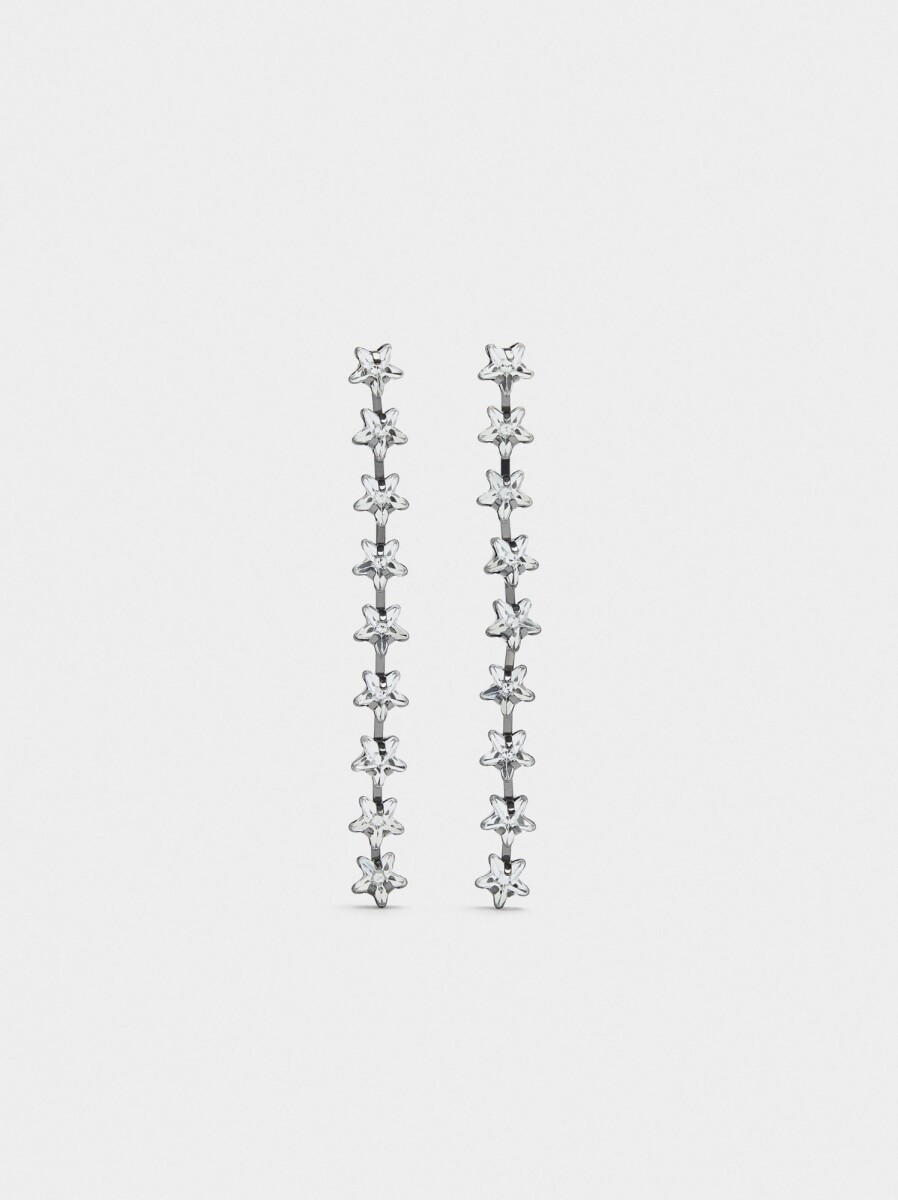 Pendientes Largos De Estrellas - plateado 