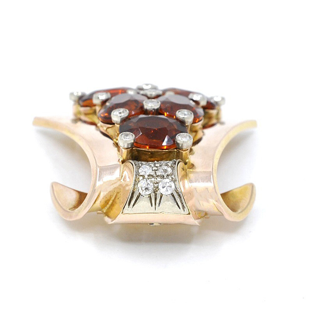 Clip Prendedor 18K Con Brillantes Y Topacios Clip Prendedor 18K Con Brillantes Y Topacios