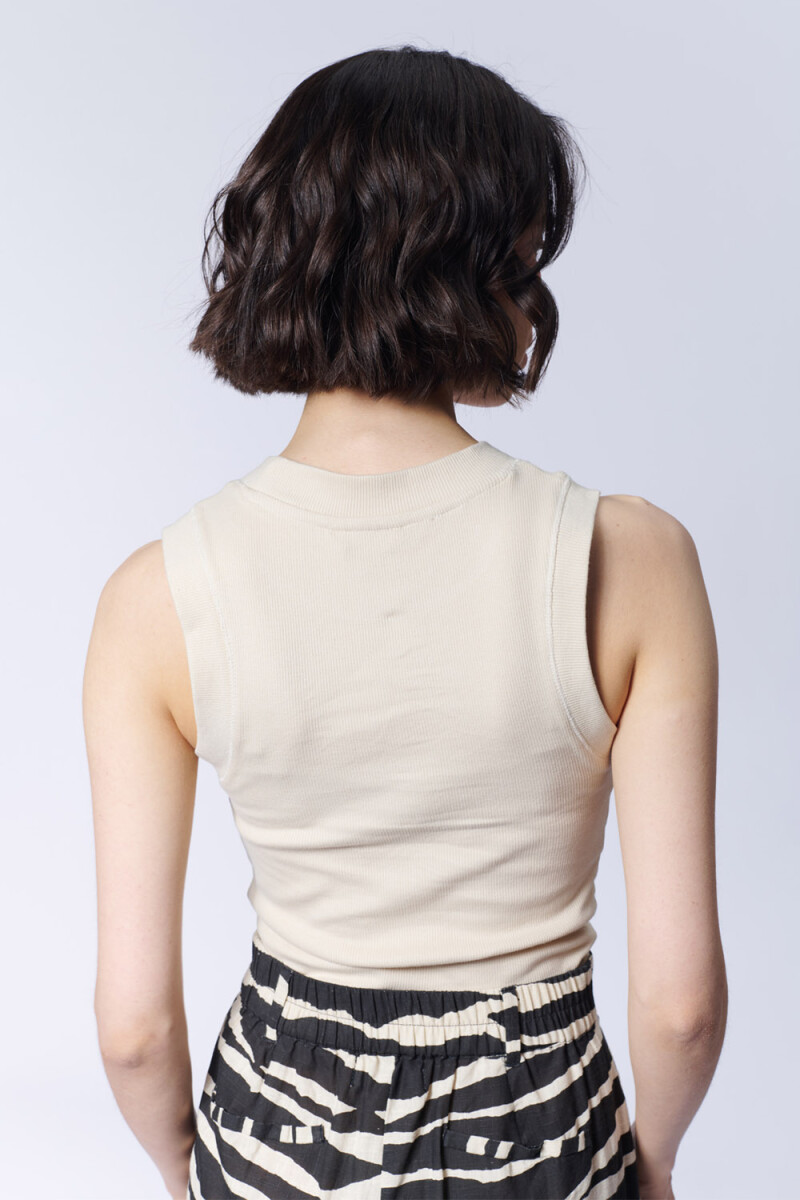 Musculosa rib básica Beige