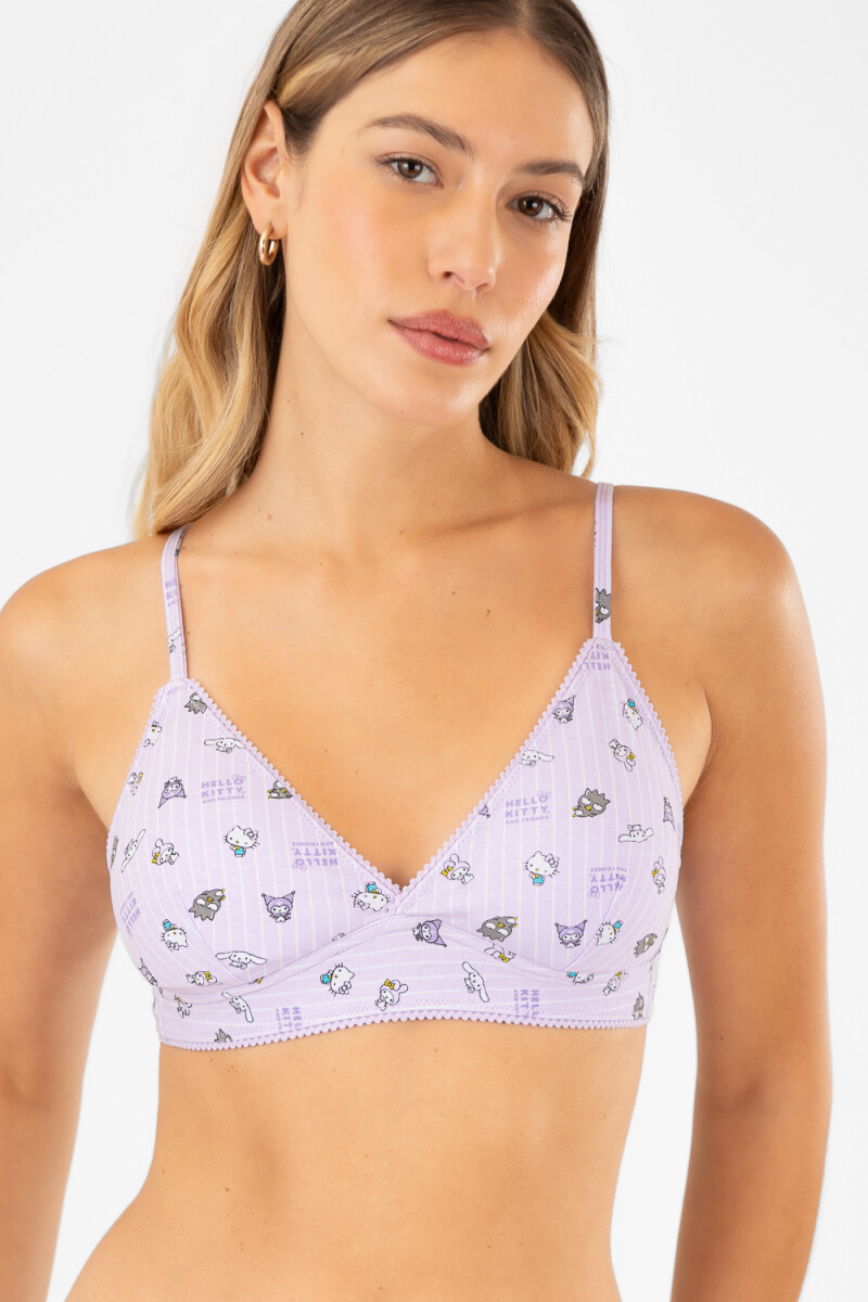 Bralet kitty & friends stripes - Lila 