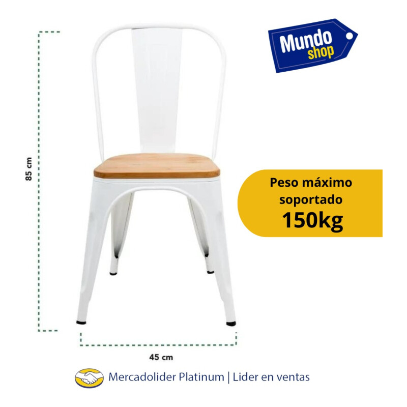 Silla Tolix Reforzada Madera Interior/exterior Metalica Gris