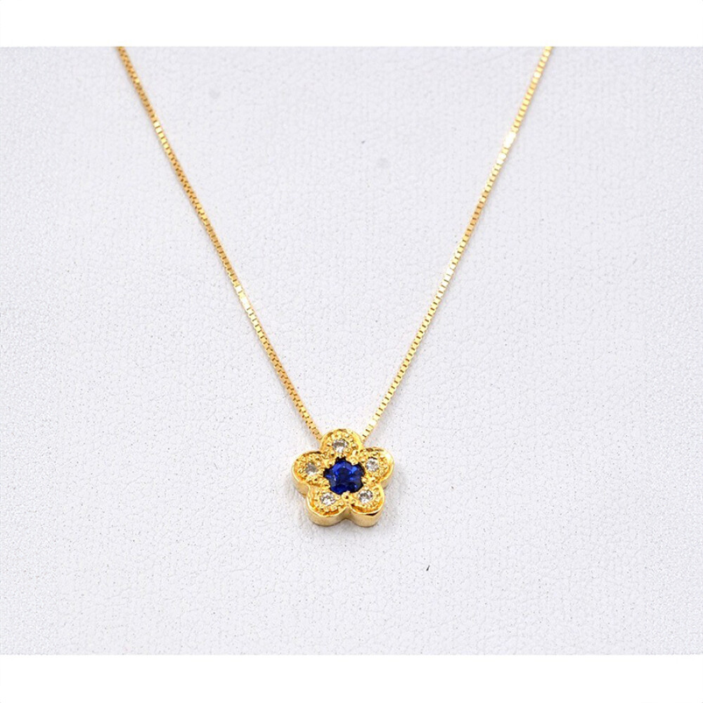 Dije en Oro 18 K, Brillantes Y Zafiros, Con Cadena Dije en Oro 18 K, Brillantes Y Zafiros, Con Cadena