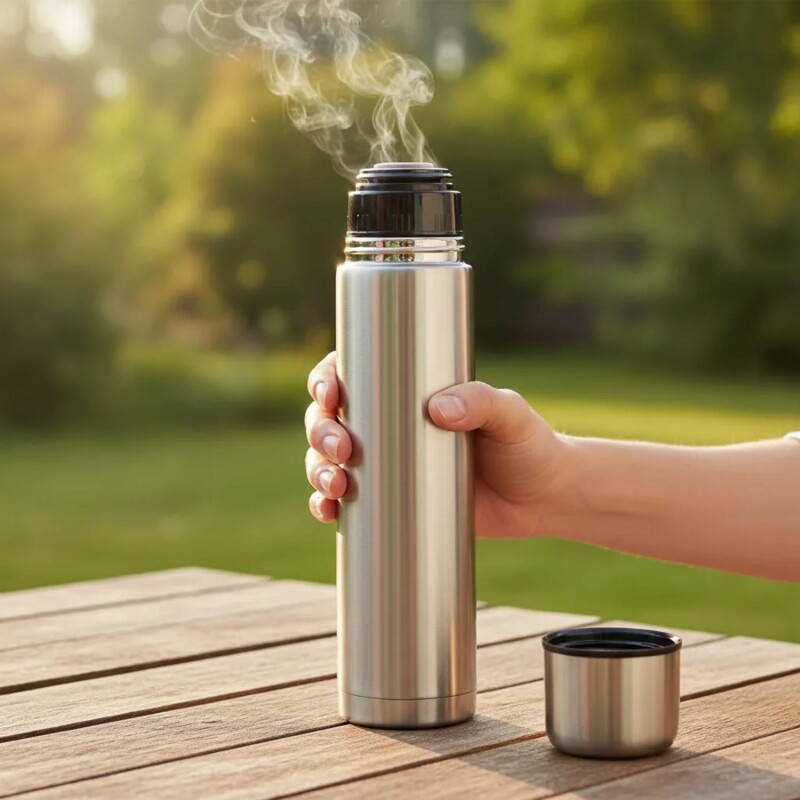 Termo Bala en acero inox de 1 lt Plateado