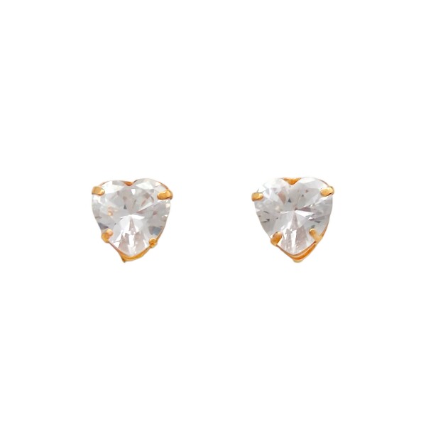 Caravanas Corazón Zirconia de oro- Oro bajo - Zirconia - CA8107 conpiedra