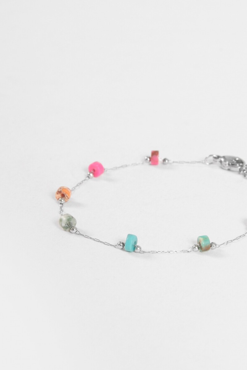Pulsera piedras acero plateado