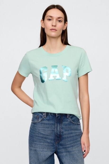 Remera Logo Gap Mujer Aqua Glass