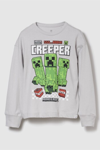 Remera Minecraft Niño Grey Crystal
