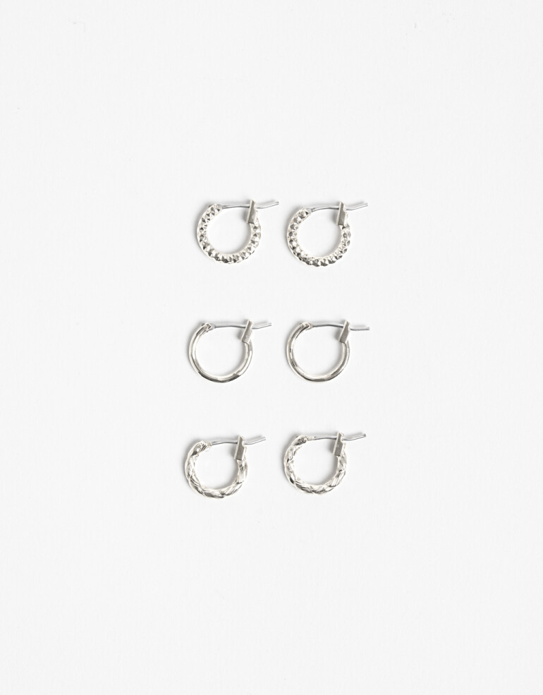 Aros Argollas Set Metal Argolla Set Metal Delicado - Plateado