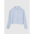 V-LS CROPPED LINEN SHIRT BLUE WHITE STRIPE