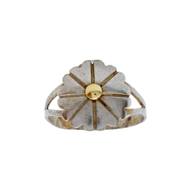Anillo Flor-Plata y Oro-Sin Piedra-AN5083 sinpiedra