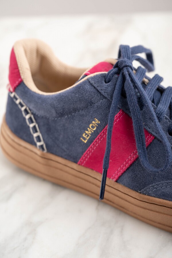 Zapatilla Combinada Gamuza Azul