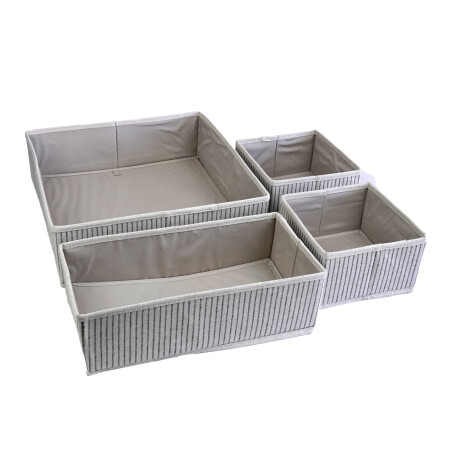 CAJA ORGANIZADORA X4PCS TELA/CARTON PLEGABLE RAYADA CAJA ORGANIZADORA X4PCS TELA/CARTON PLEGABLE RAYADA
