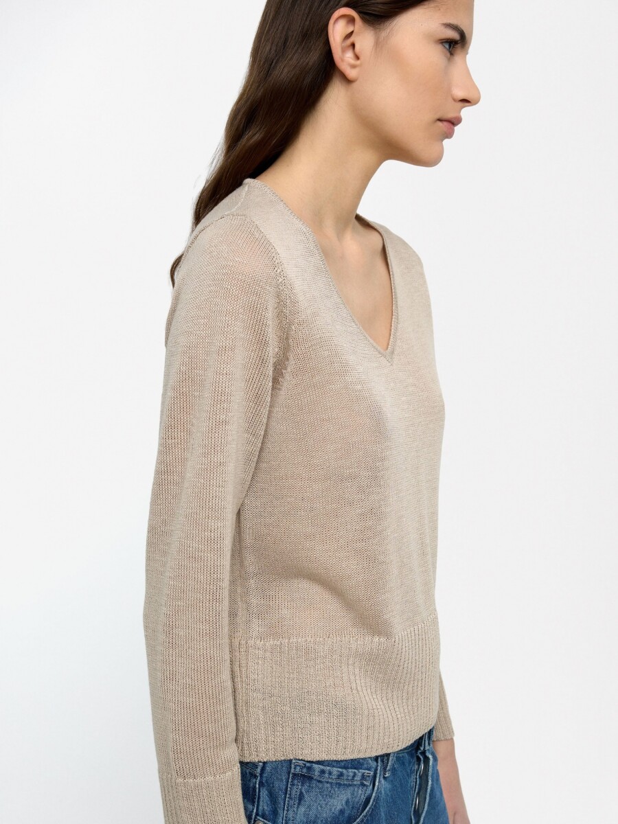 Jersey De Punto Semitransparente beige