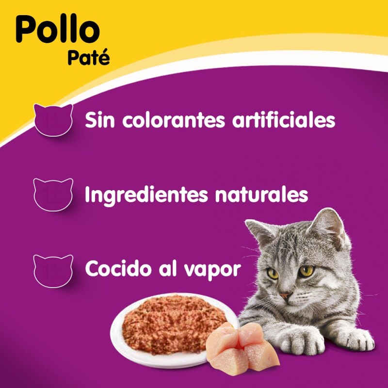 WHISKAS PATE LATA ALIMENTO HUMEDO POLLO 340 GRAMOS