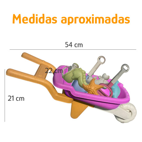 Set Juego De Playa Infantil 8 Piezas Con Carretilla y Moldes Rosa/naranja