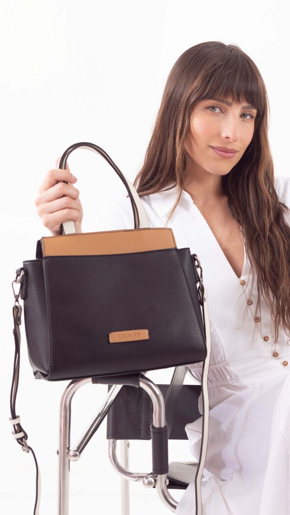 CARTERA LOS ANGELES NEGRO SUELA Y CRUDO