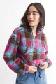 Buzo crop en corderito estampado FUCSIA