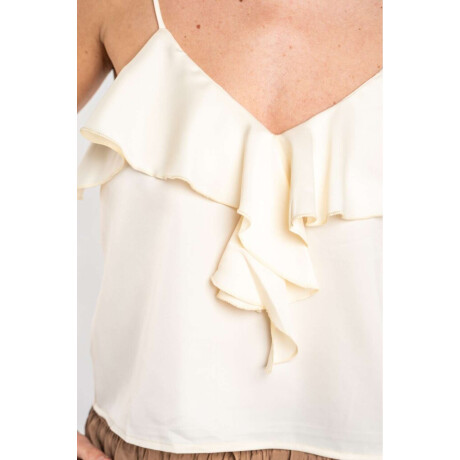 Musculosa Volado Saten Beige