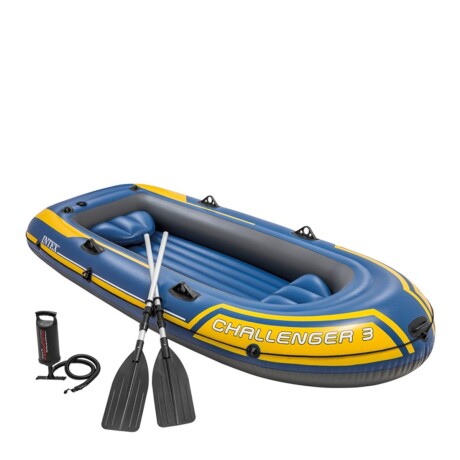 INTEX BOTE GOMÓN INFLABLE CHALLENGER 3 PERSONAS SERIE SPORT SET +REMOS +INFLADOR Intex Bote Gomón Inflable Challenger 3 Personas Serie Sport Set +remos +inflador