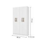 COMBO DORMITORIO – ROPERO 4 PUERTAS + RESPALDO + 2 MESAS DE LUZ BLANCO