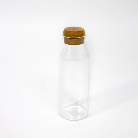 FRASCO DE VIDRIO C/TAPA CORCHO 9X27CM Unica