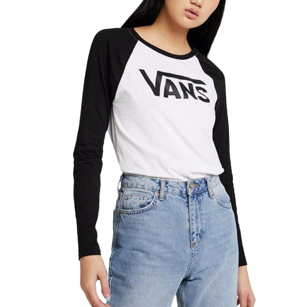 Remera Vans de Dama - FLYING V LS RAGLA - VN0A3Z79YB2 - WHITE 