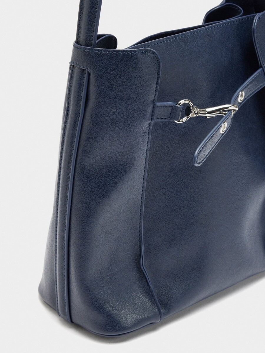 Bolso Bombonera Con Pliegues Laterales azul-marino