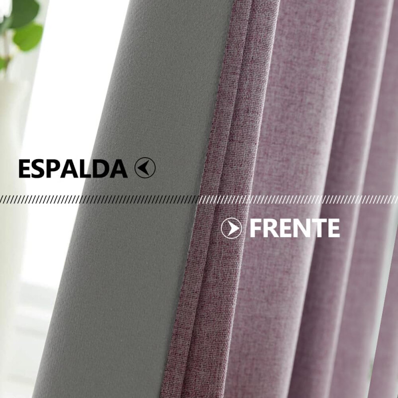 Cortina 2 Paños 140 X 220 Cm Textura Lino Blackout Violeta