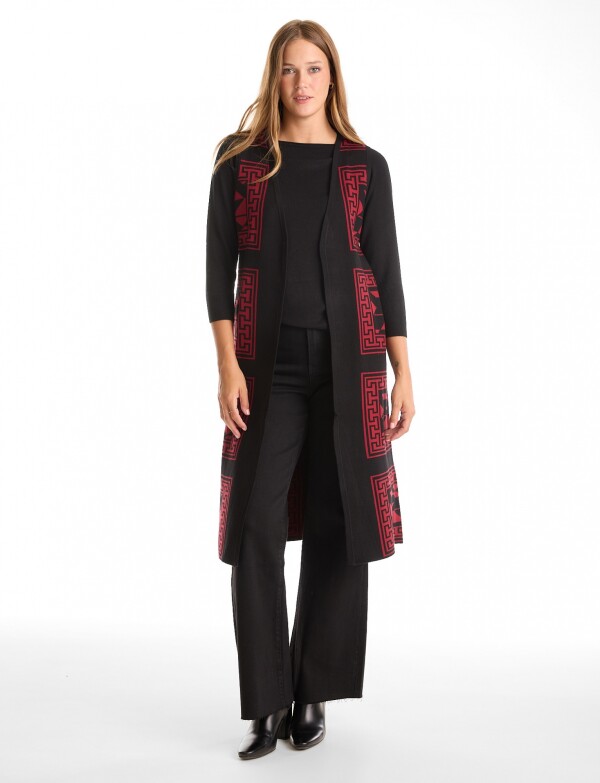 Chaleco Largo Tribal NEGRO/BORDEAUX