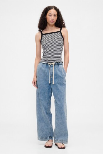 Jean Pull On Wide Leg Mujer Light Wash