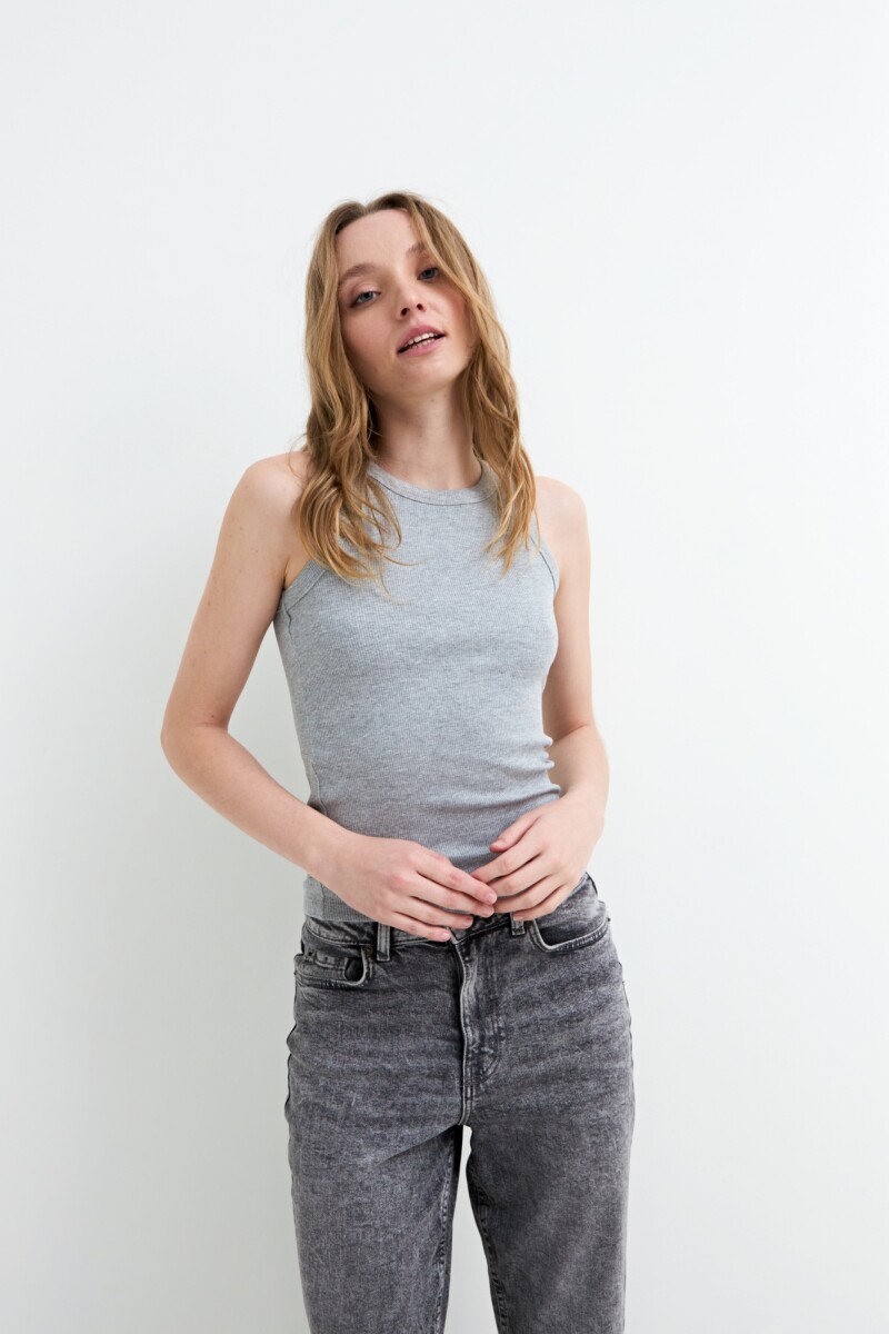 Musculosa en rib basica - Gris melange 