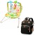 Silla Mecedora Bouncer Bebé + Mochila Maternal Impermeable Variante Color Verde Negro