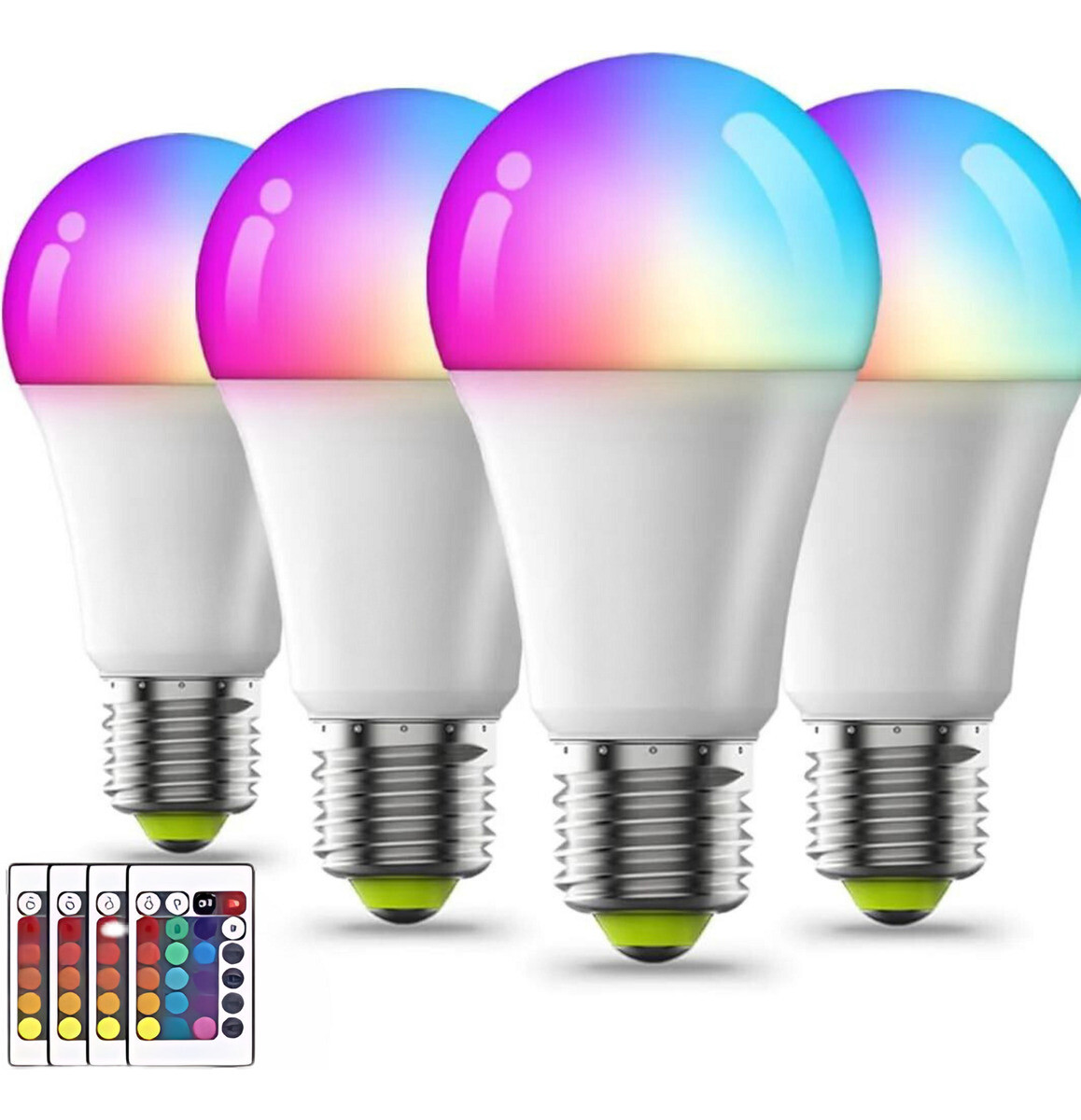 Pack X 4 Bombitas Lamparas Colores Led Con Control - Blanco 