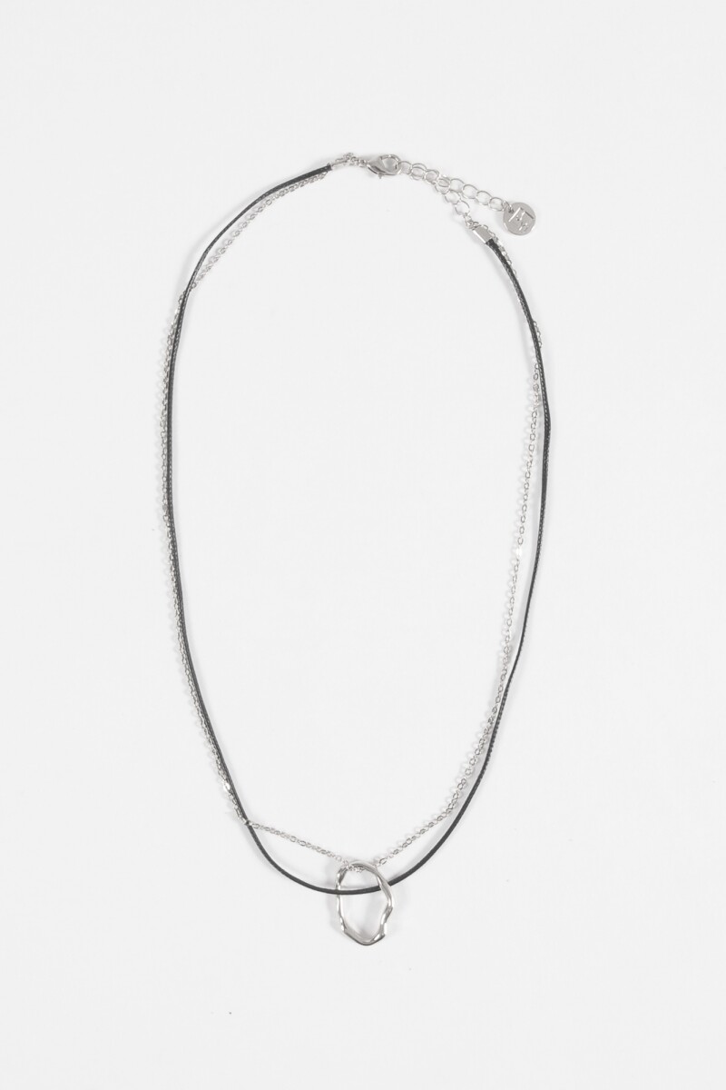 Collar cadena cordón dije plateado