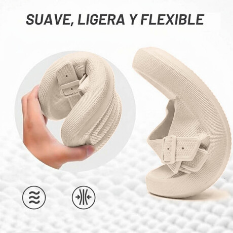 Sandalia Chancleta Hebilla Antideslizante Cómoda Beige