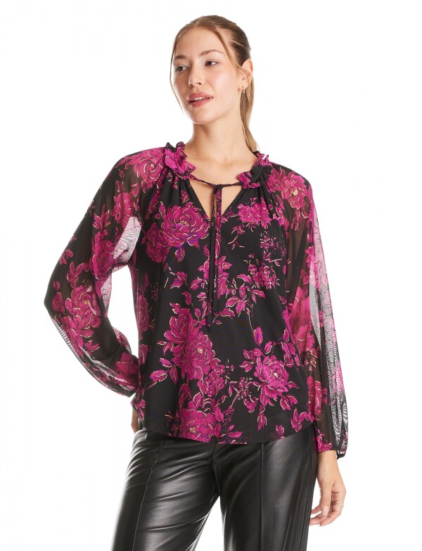 Blusa Microtul Print NEGRO/VIOLETA